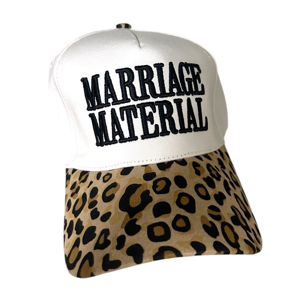 NWT White and Leopard Print marriage material embroidered GRAFFIC cap/hat - Picture 2 of 5
